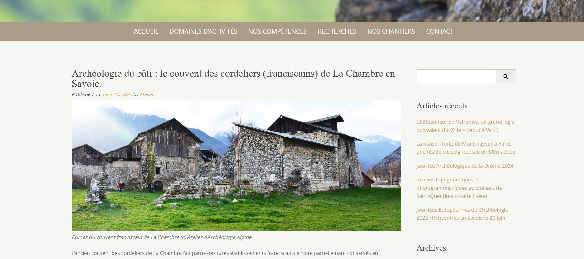 Article archeologie couvent 2022
