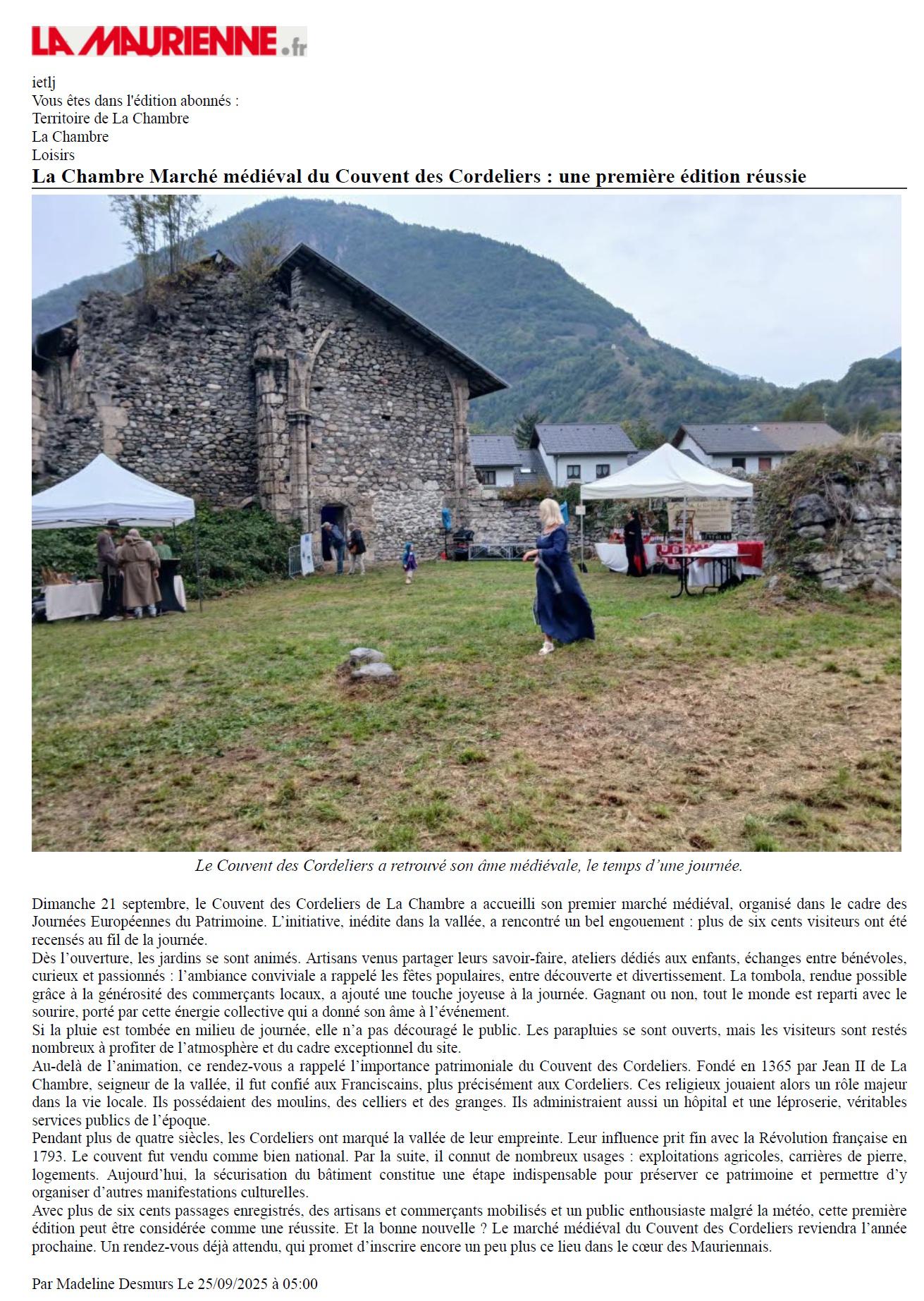 Article lamaurienne marche medieval 2025